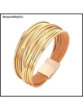 Leather Wrap Bracelet Stacked Cuff Boho Western Wrist Jewelry
